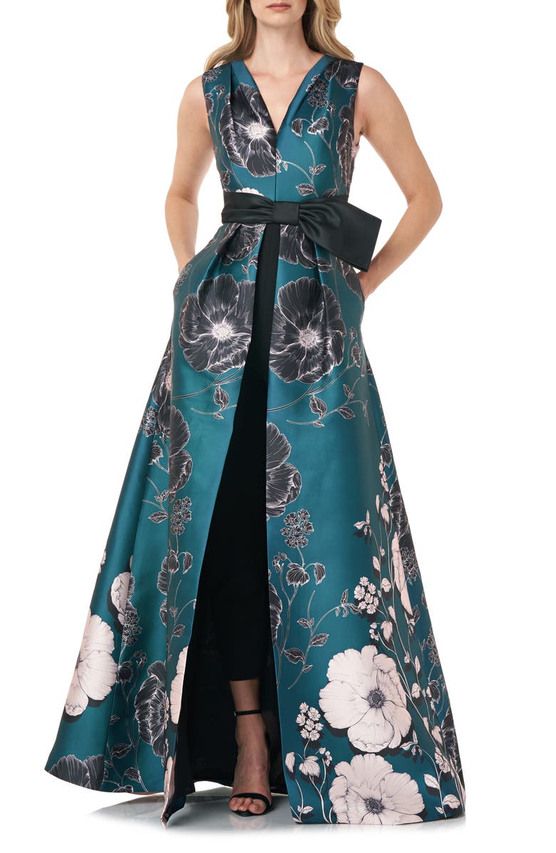 Kay Unger Jacquard Maxi Romper, Main, color,