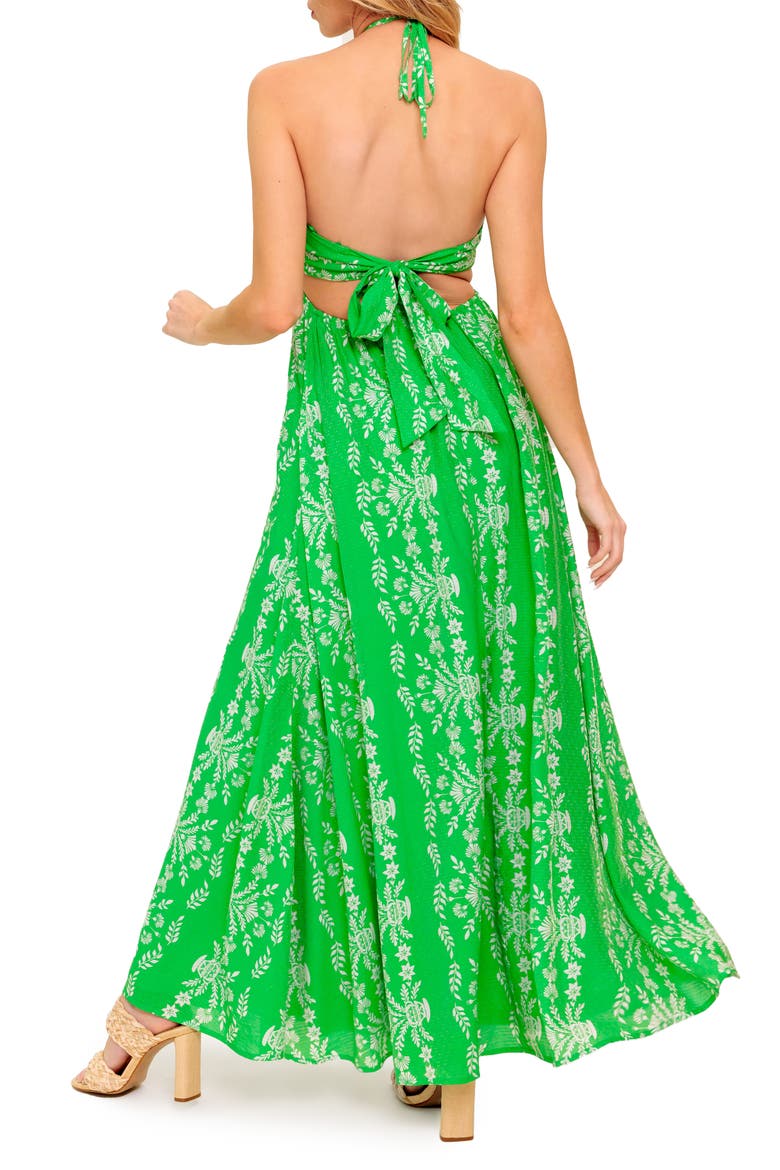 Halter Tie Back Maxi Dress, Alternate, color, GREEN