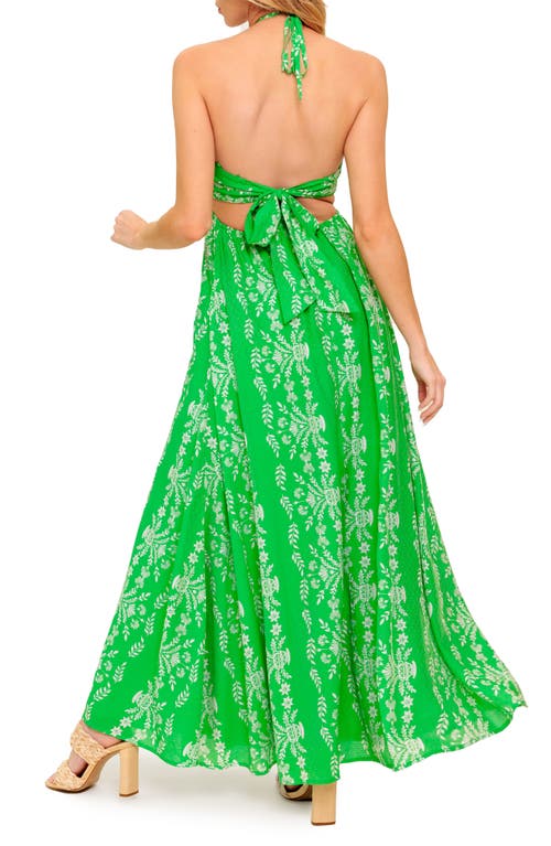 Flying Tomato Halter Tie Back Maxi Dress In Green