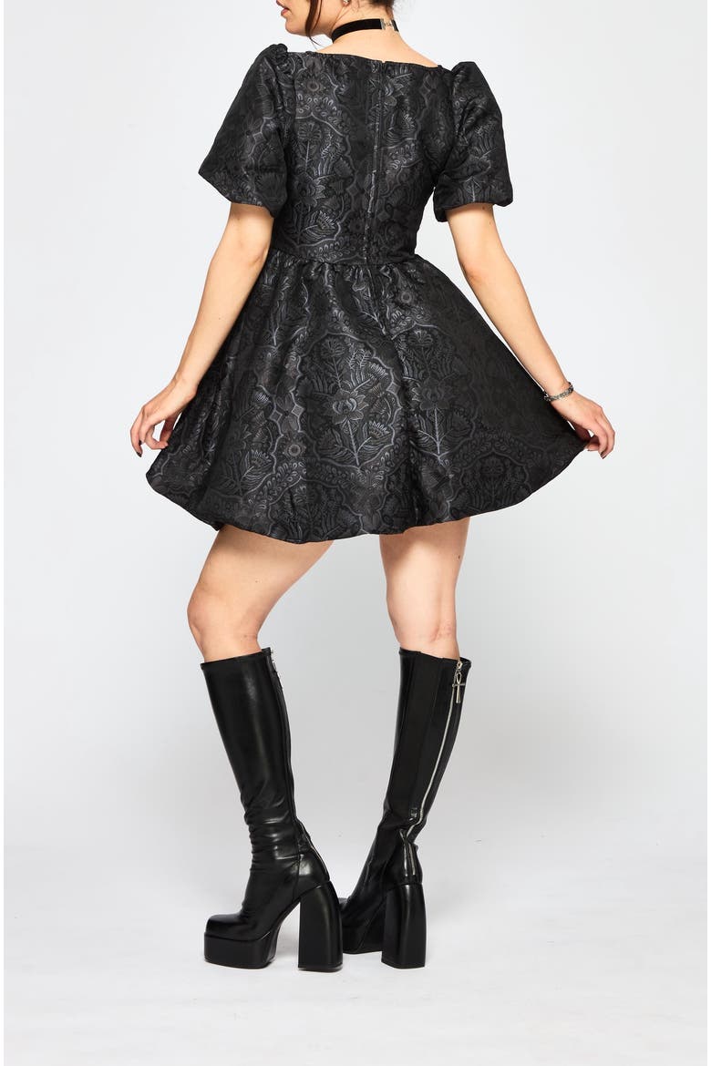 Nocturna Jacquard Scoop Neck Mini Dress, Alternate, color, Grey