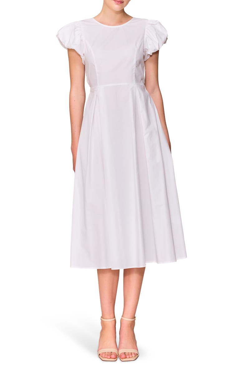 MELLODAY Bubble Sleeve Midi Dress, Main, color,