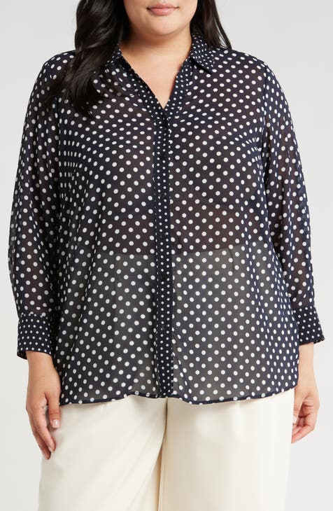 Big Little Dot Button-Up Shirt (Plus)