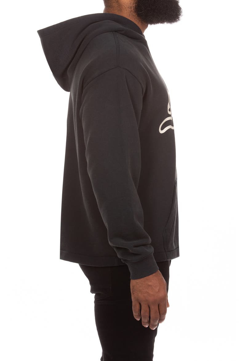 Run Logo Cotton French Terry Hoodie, Alternate, color, BLACK