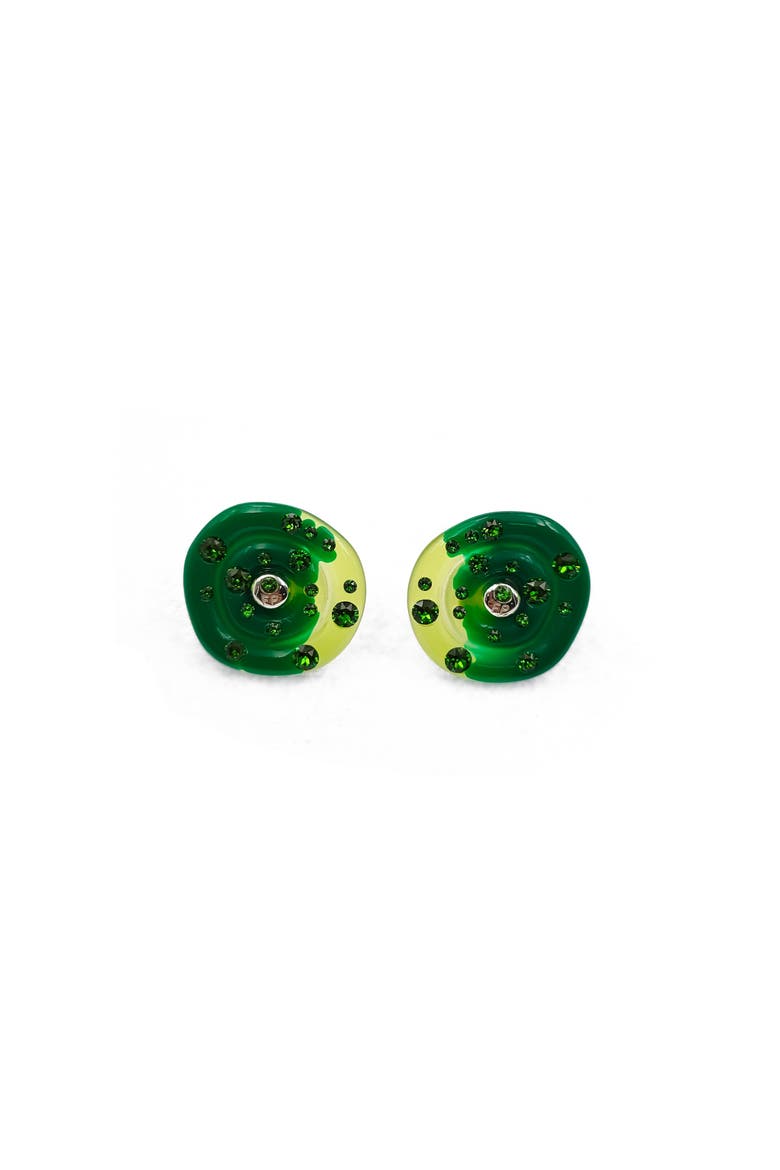 SUN POWERS® Resin Saucer Earrings, Main, color, Zucchini/Fern Green