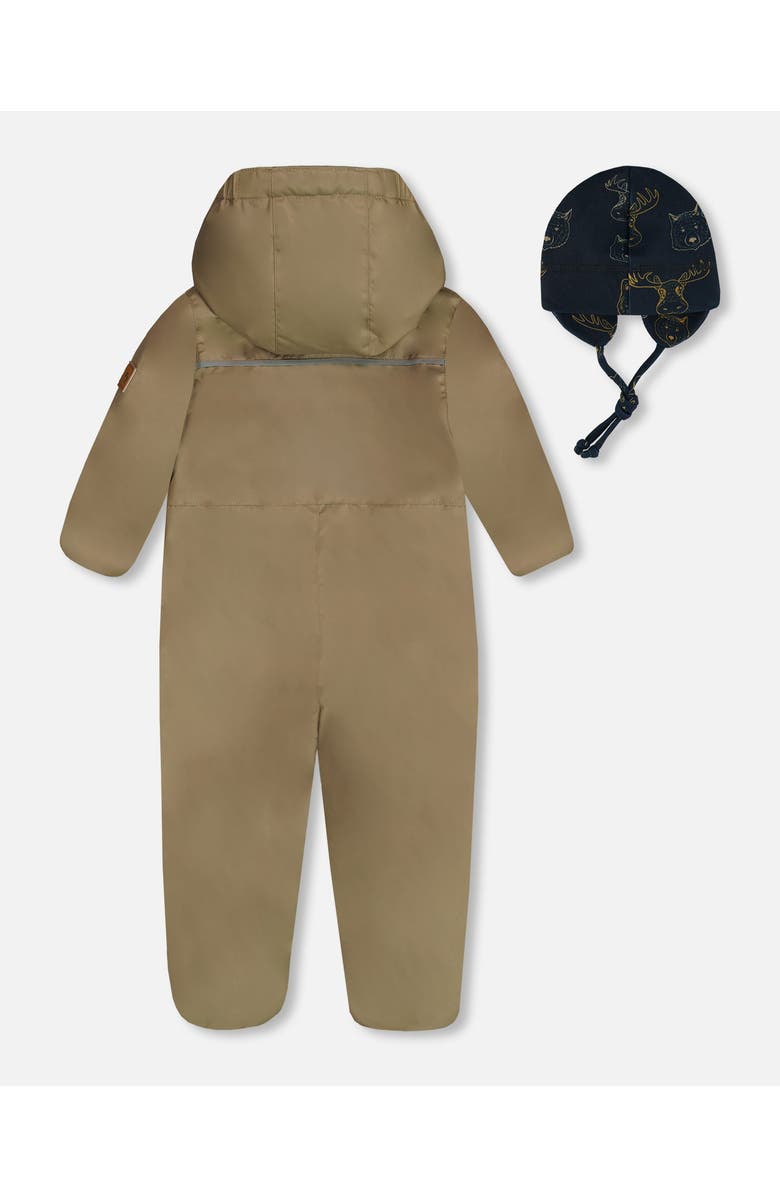 Deux par Deux Baby Unisex Baby Mid-Season One-Piece Outerwear Taupe With Printed Hat, Alternate, color, 