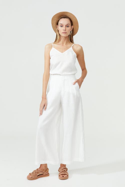 Lanhtropy Culotte Linen Pant In White