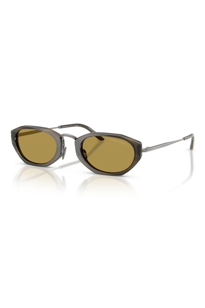 50mm Polarized Irregular Oval Sunglasses, Alternate, color, BROWN / GREEN TOP / GREEN