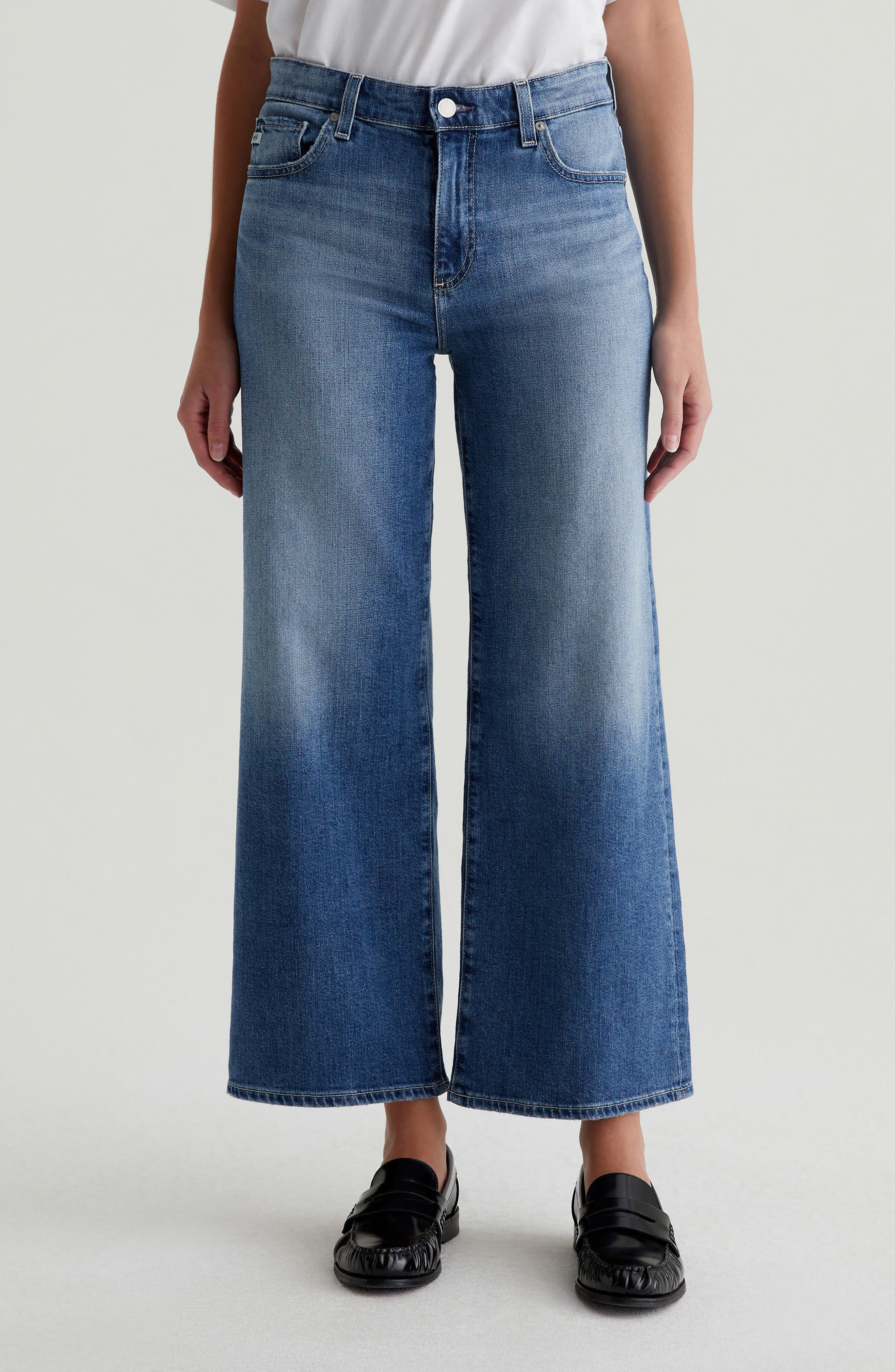 Saige Mid Rise Ankle Wide Leg Jeans