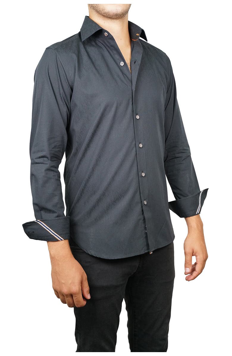 Zanella Tailored Fit Stretch Jacquard Button-Up Shirt, Alternate, color, 