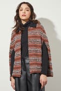 Ming Wang Collared Zip Front Cozy Knit Cape
