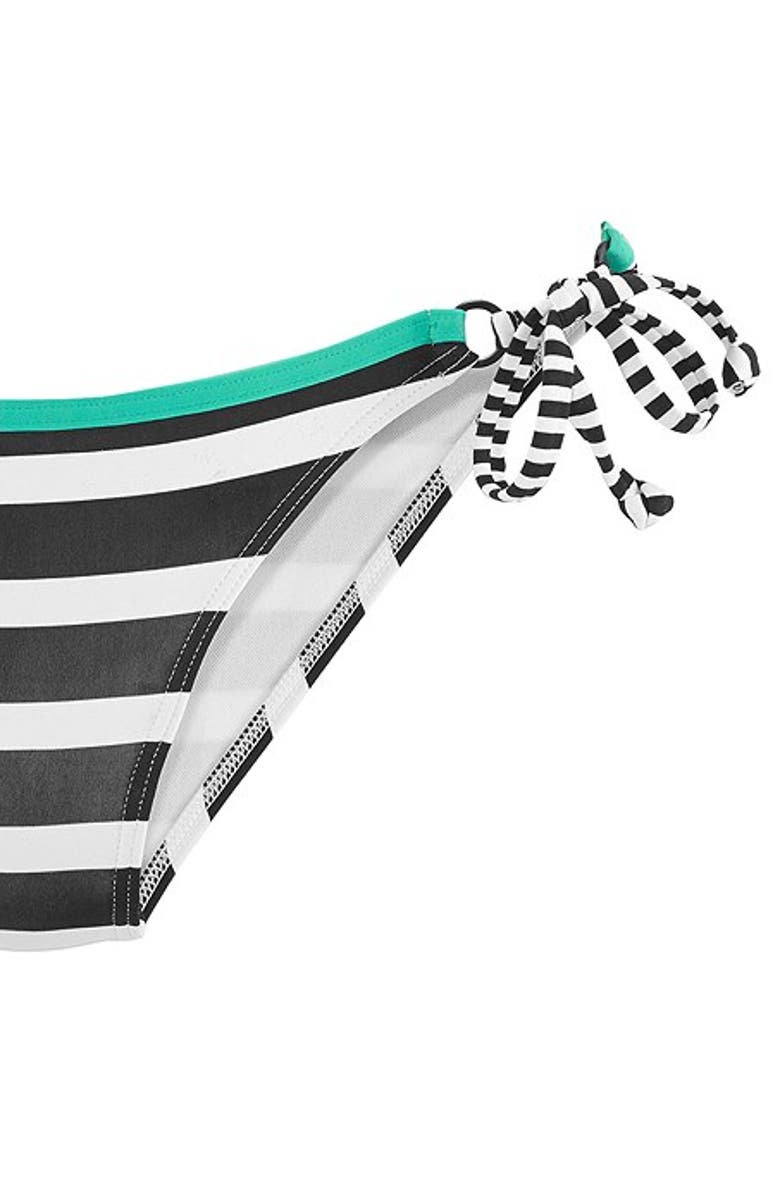 LASCANA Women's Striped Cheeky Bikini Bottom, Alternate, color, Black & Mint