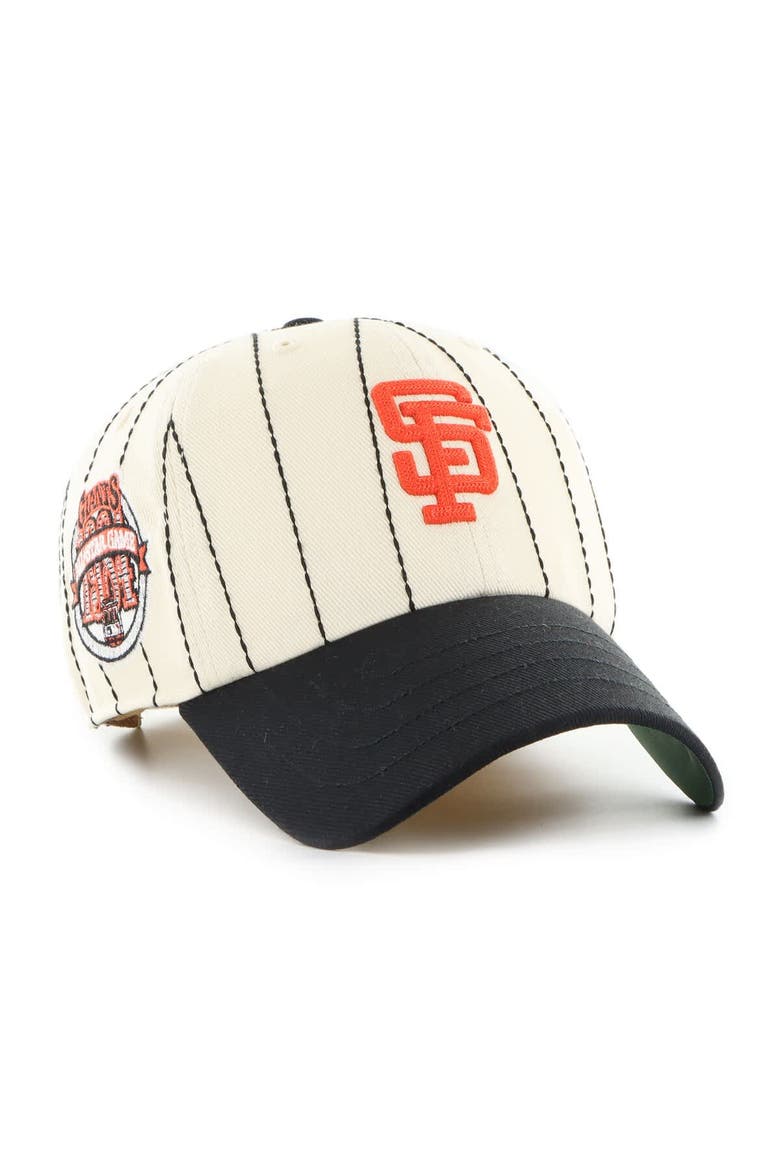 Men's '47 x Rawlings Natural/Black San Francisco Giants Pinstripe Clean Up Adjustable Hat, Main, color, Natural