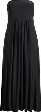 24seven Comfort Apparel Pleated Stretch Strapless A-Line Dress