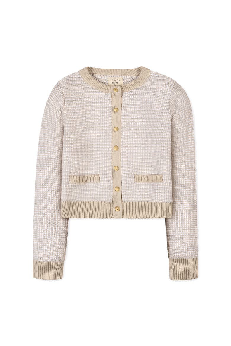 Organic Tweed Stitch Sweater Cardigan, Alternate, color, Natural Tweed