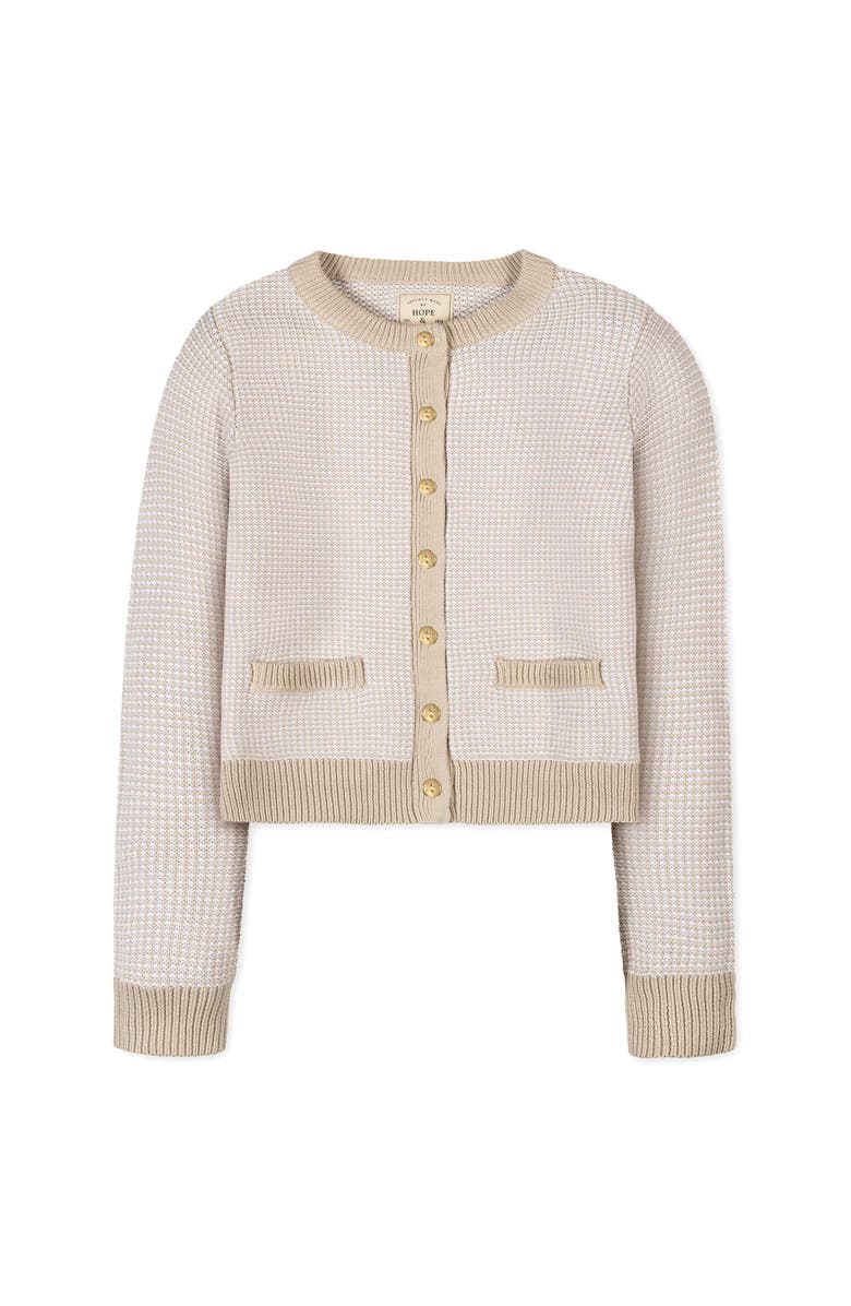 Hope & Henry Organic Tweed Stitch Sweater Cardigan, Alternate, color, Natural Tweed