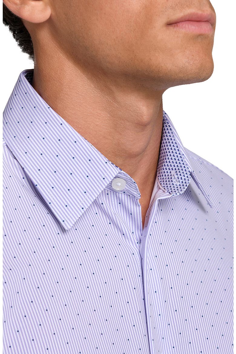 Regular Fit Stripe Dot Performance Dress Shirt, Alternate, color, WHITE/ PURPLE