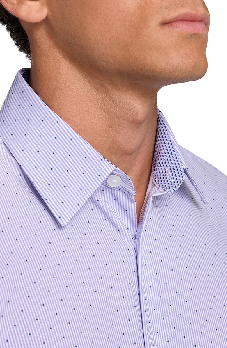 W.R.K Regular Fit Stripe Dot Performance Dress Shirt, Alternate, color, White/ Purple
