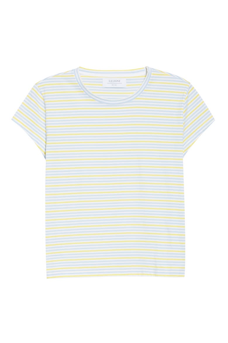 Stripe Shrunken Tee, Alternate, color, WHITE/ LIGHT BLUE/ YELLOW