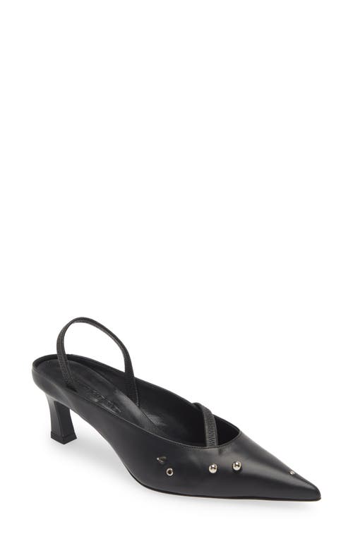 Justine Clenquet Joy Kitten Heel Pointed Toe Slingback Mule in Black 