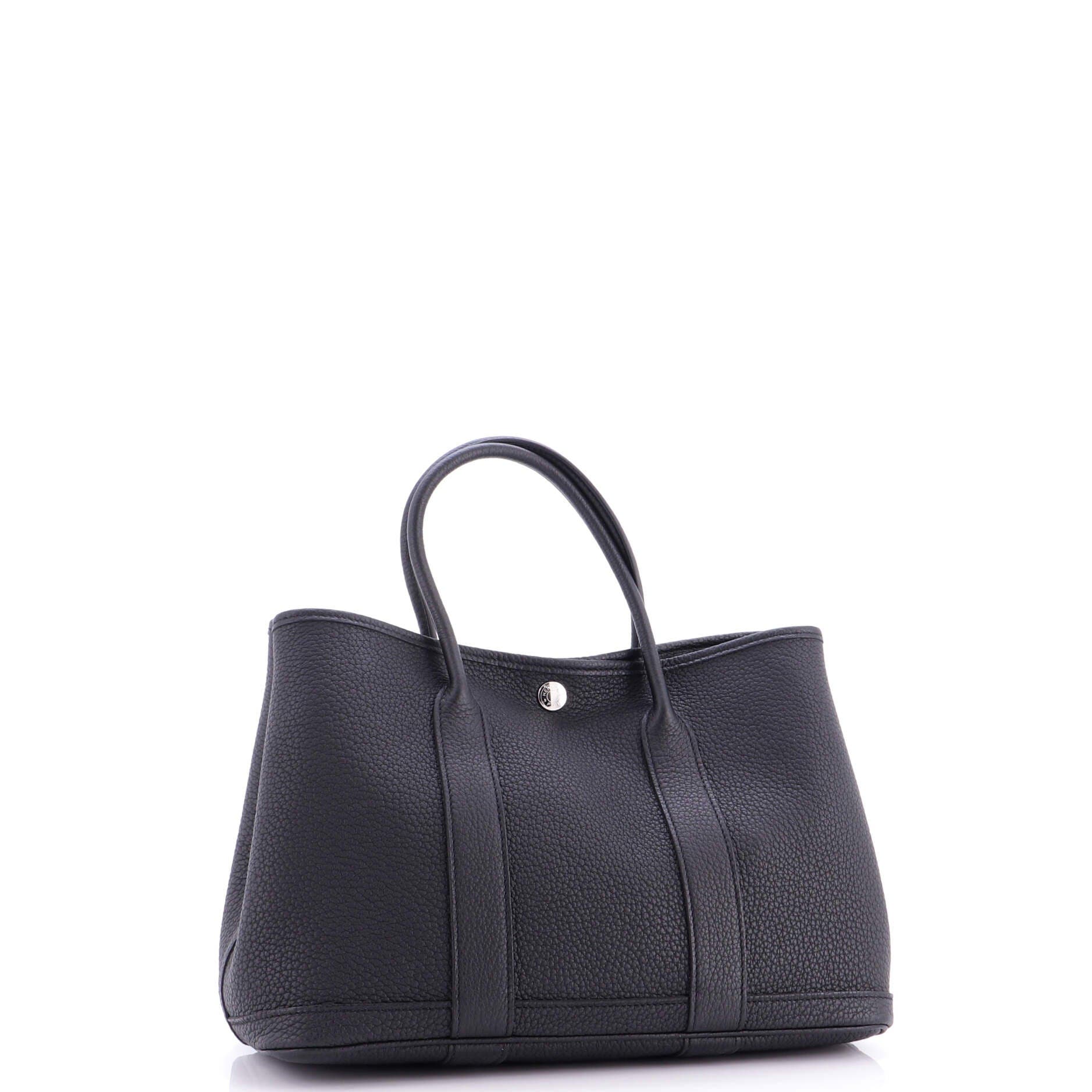 Pre-Owned Hermes Garden Party Tote Leather 30, Alternate, color, Noir