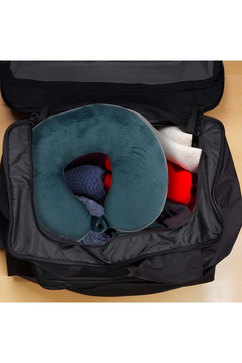 Memory Foam Travel Pillow with Sleep Mask, Alternate, color, Teal