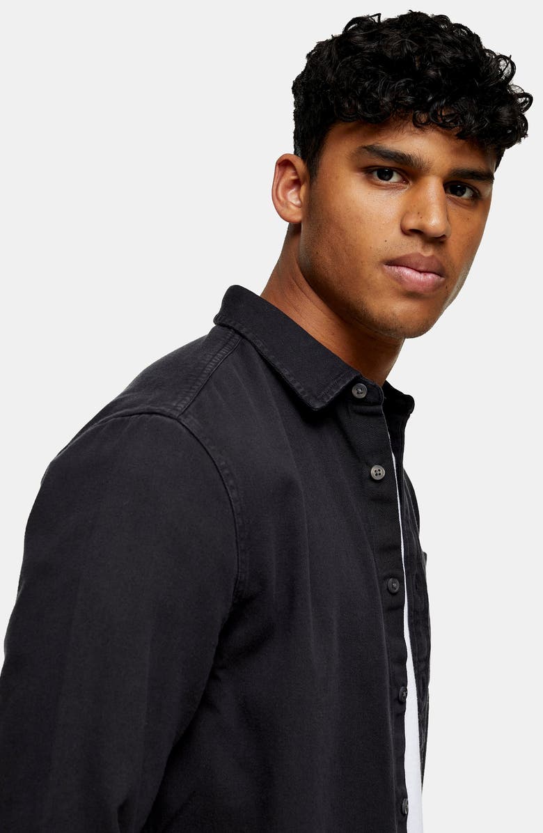 Topman Twill Slim Fit Button-Up Shirt, Alternate, color, 