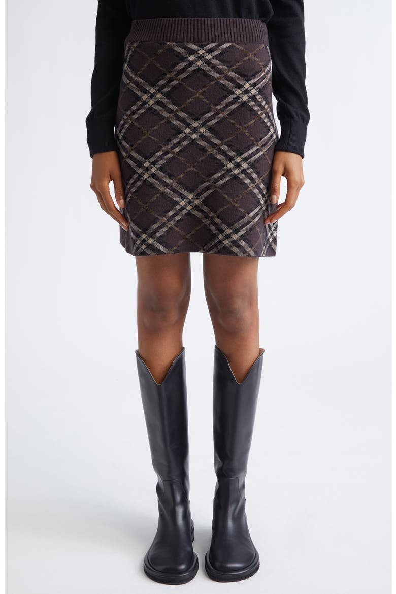 Ginny Check Knit Miniskirt, Main, color, TRUFFLE IP CHECK