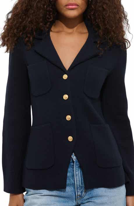 Notched Collar Cotton & Cashmere Cardigan