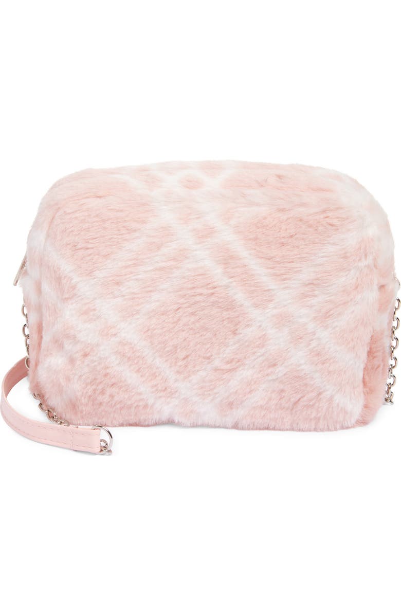 Capelli New York Kids' Plaid Faux Fur Crossbody Bag, Main, color, Blush