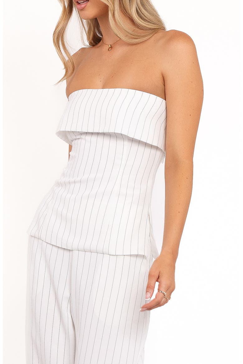 Blakely Pinstripe Foldover Strapless Top, Alternate, color, WHITE PINSTRIPE