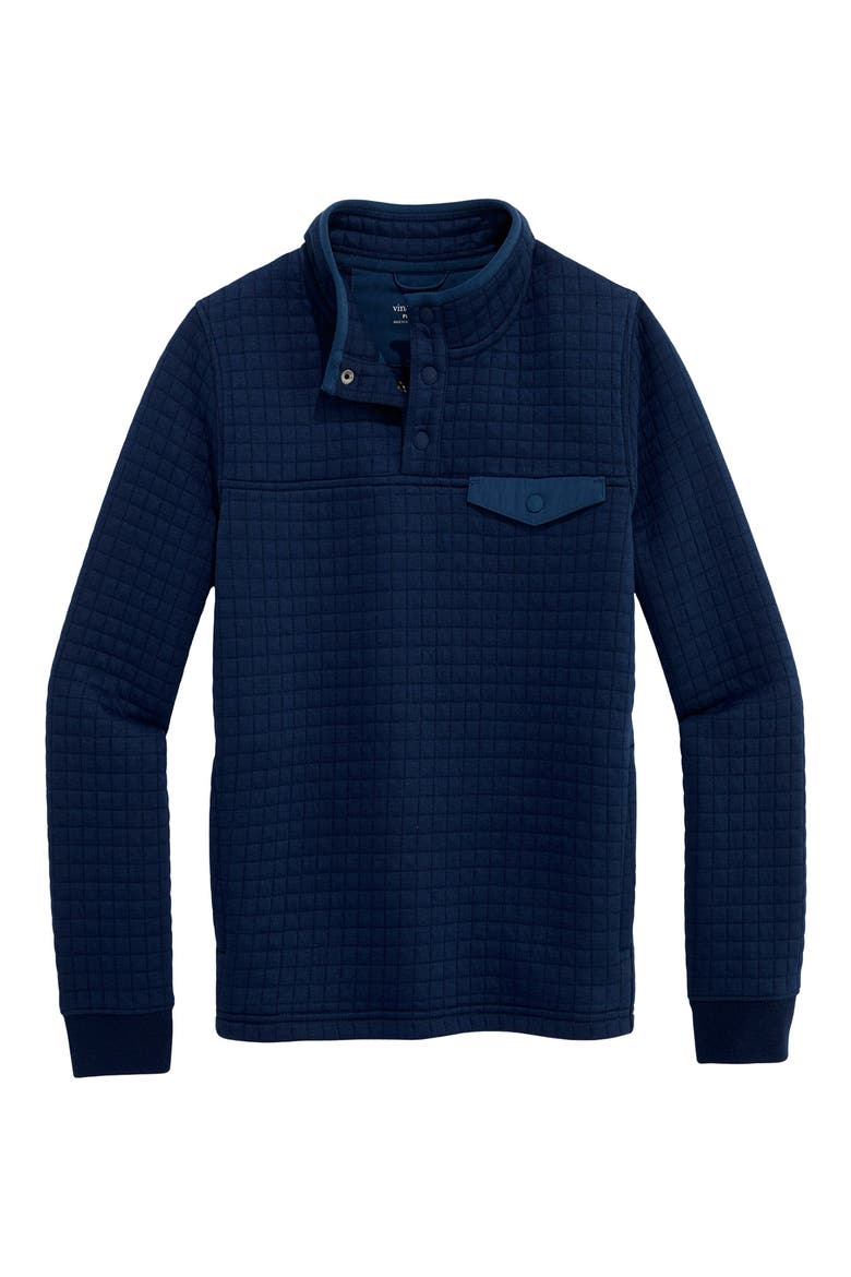 Kids' Navigator Quilted Quarter Snap Pullover, Main, color, BLUE BLAZER