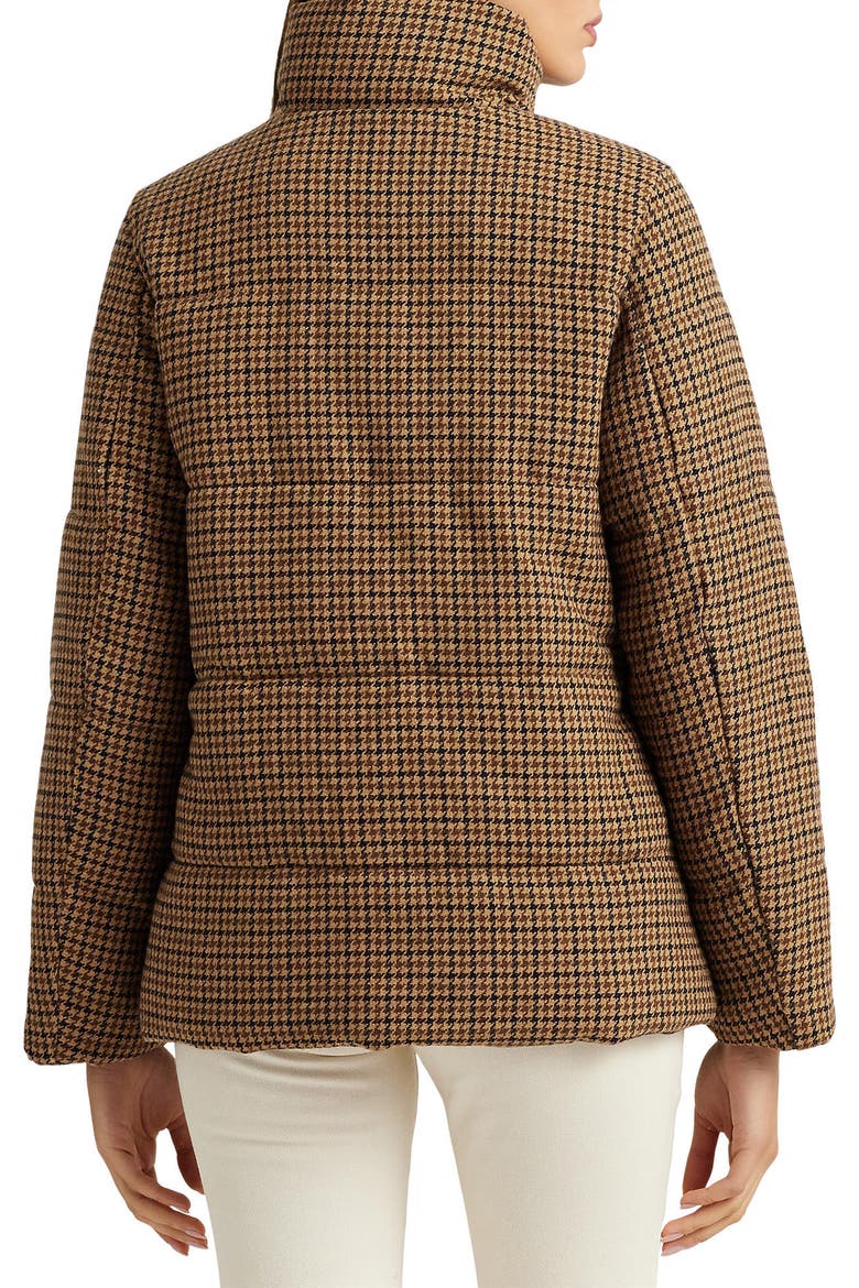Houndstooth Crest Patch Puffer Jacket, Alternate, color, NOVELTY PLAID