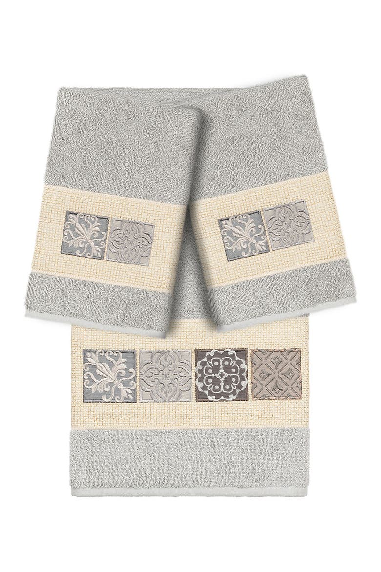 Vivian 3-Piece Embellished Towel - Light Gray, Main, color, LIGHT GRAY