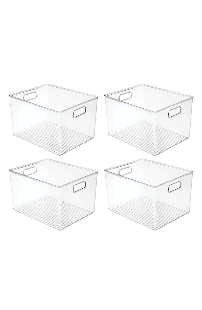 mDesign miDesign Plastic Closet Storage Organizer Container Bin, Handles - 4 Pack, USA Made, Main, color, Clear