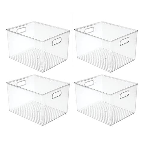 miDesign Plastic Closet Storage Organizer Container Bin, Handles - 4 Pack, USA Made