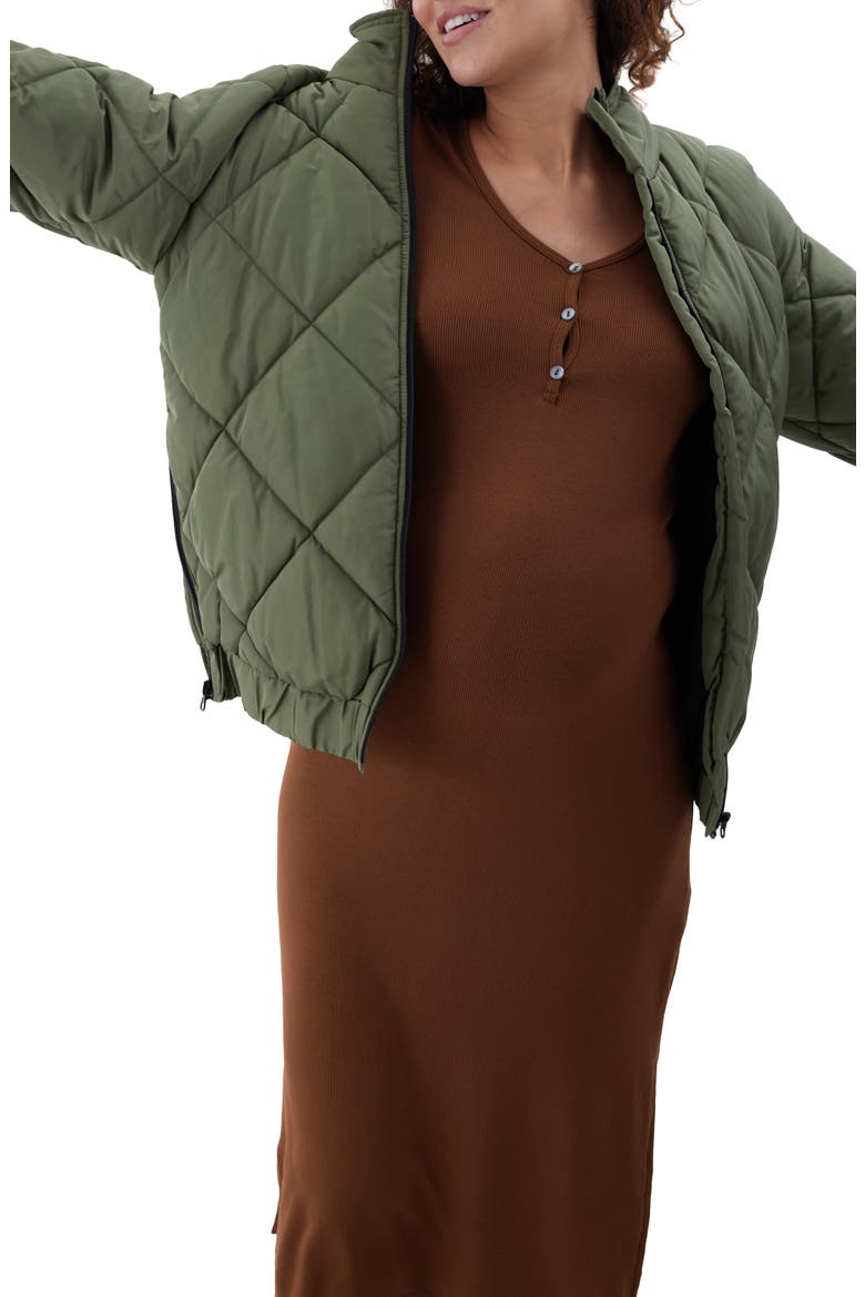 Ingrid & Isabel® Maternity Puffer Jacket, Alternate, color, OLIVINE
