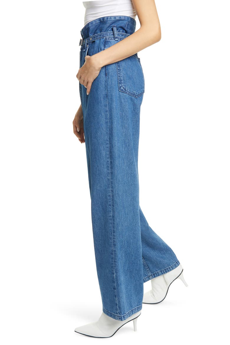 Paperbag Waist Wide Leg Jeans, Alternate, color, BLUEGRASS