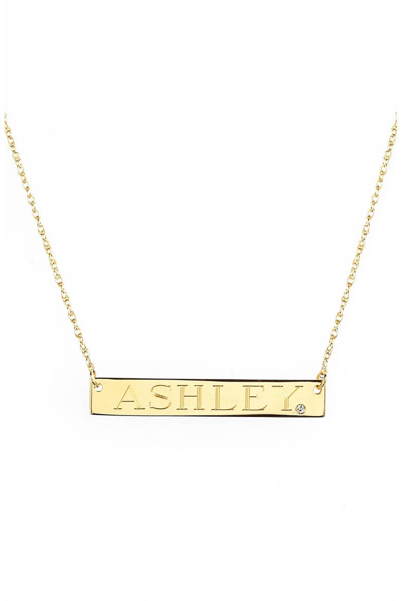 Designs Diamond & Personalized Nameplate Pendant Necklace, Main, color, GOLD