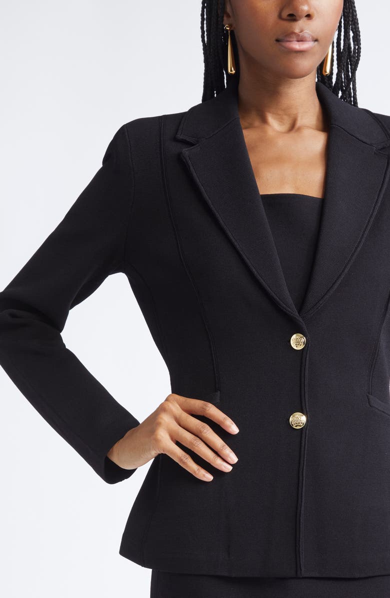 ST. JOHN Erin Santa Roma Knit Jacket, Alternate, color, Black