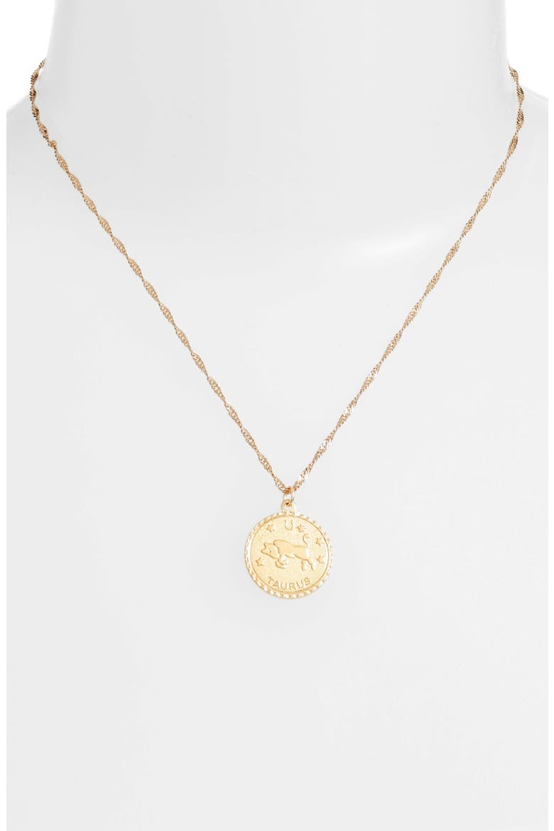Ascending Zodiac Medallion Necklace, Main, color, TAURUS