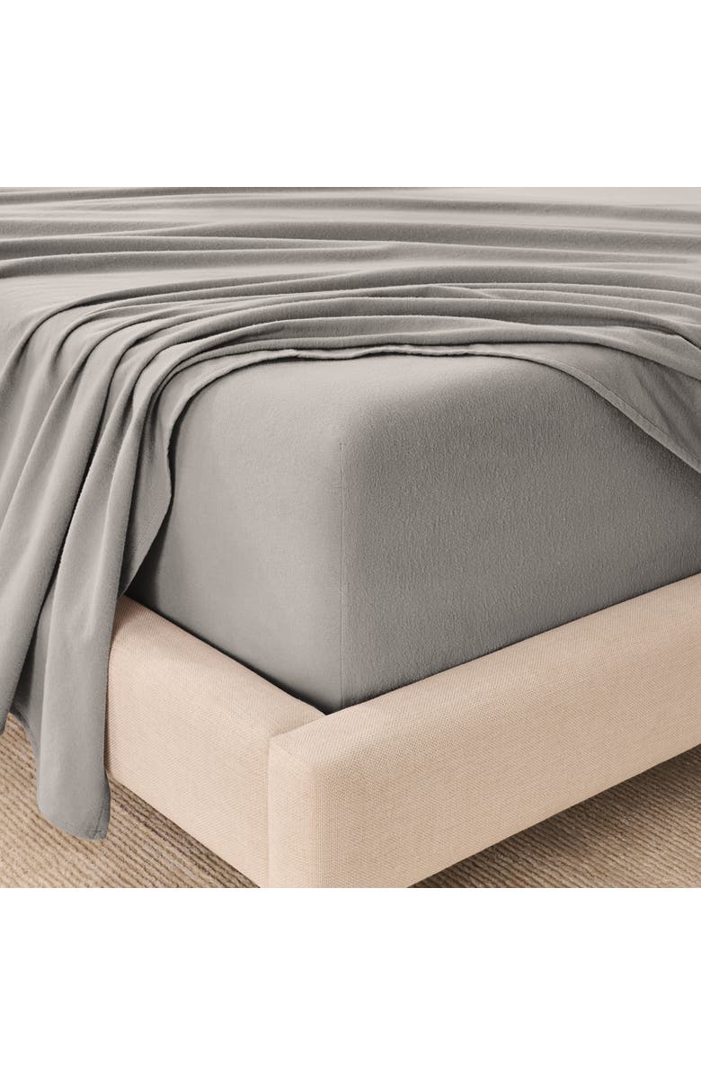Bare Home 100% Organic Cotton Flannel Sheet Set, Alternate, color, Light Grey