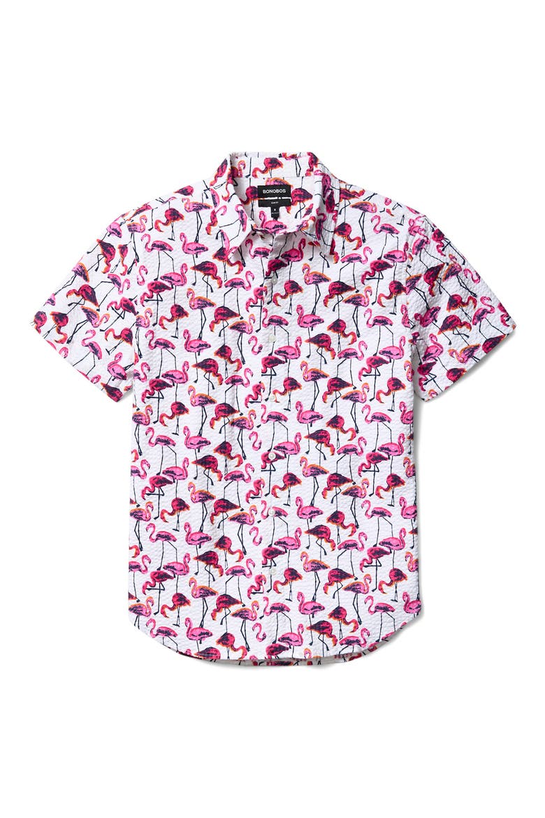 Riviera Short Sleeve Shirt, Alternate, color, FLAMINGOS