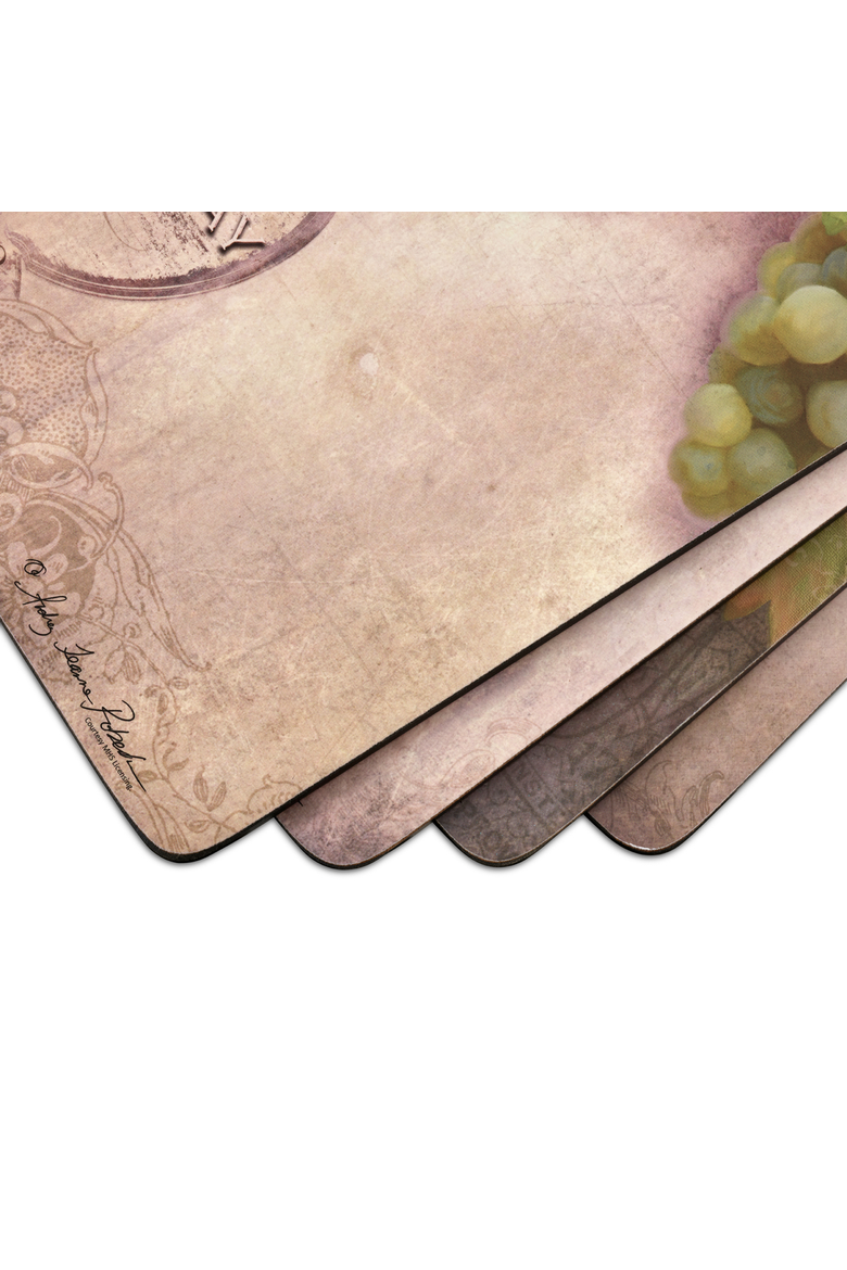 Tuscan Vineyard Set of 4 Cork Back Placemats, Alternate, color, Multi