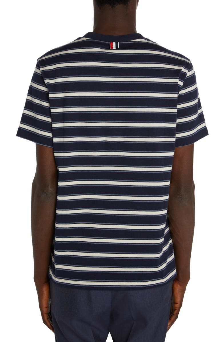 Thom Browne Stripe Cotton Jersey Pocket T-Shirt, Alternate, color, 
