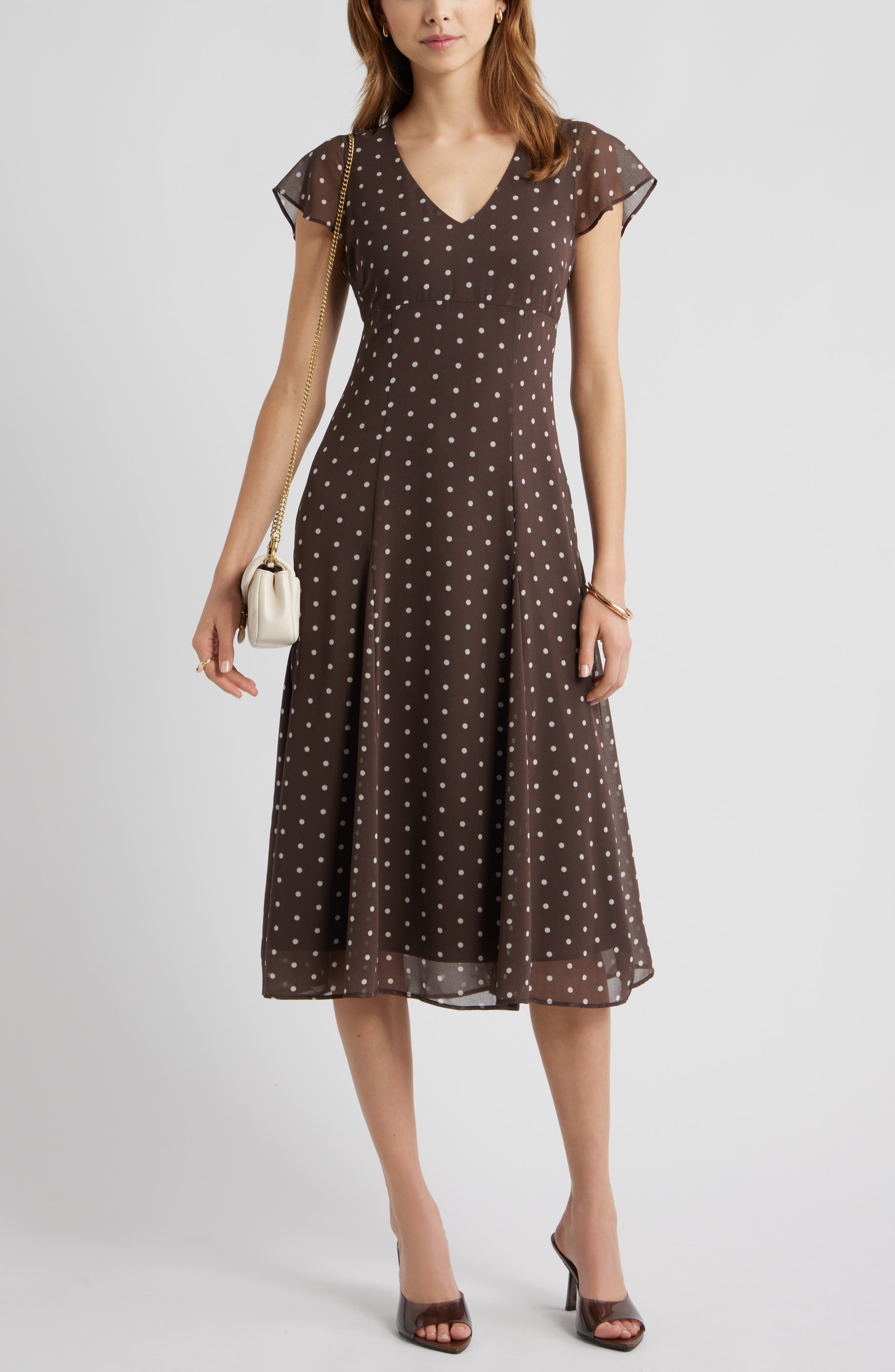 Short Sleeve Godet Pleat Dress