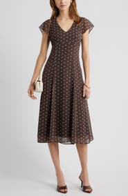 Open Edit Short Sleeve Godet Pleat Dress