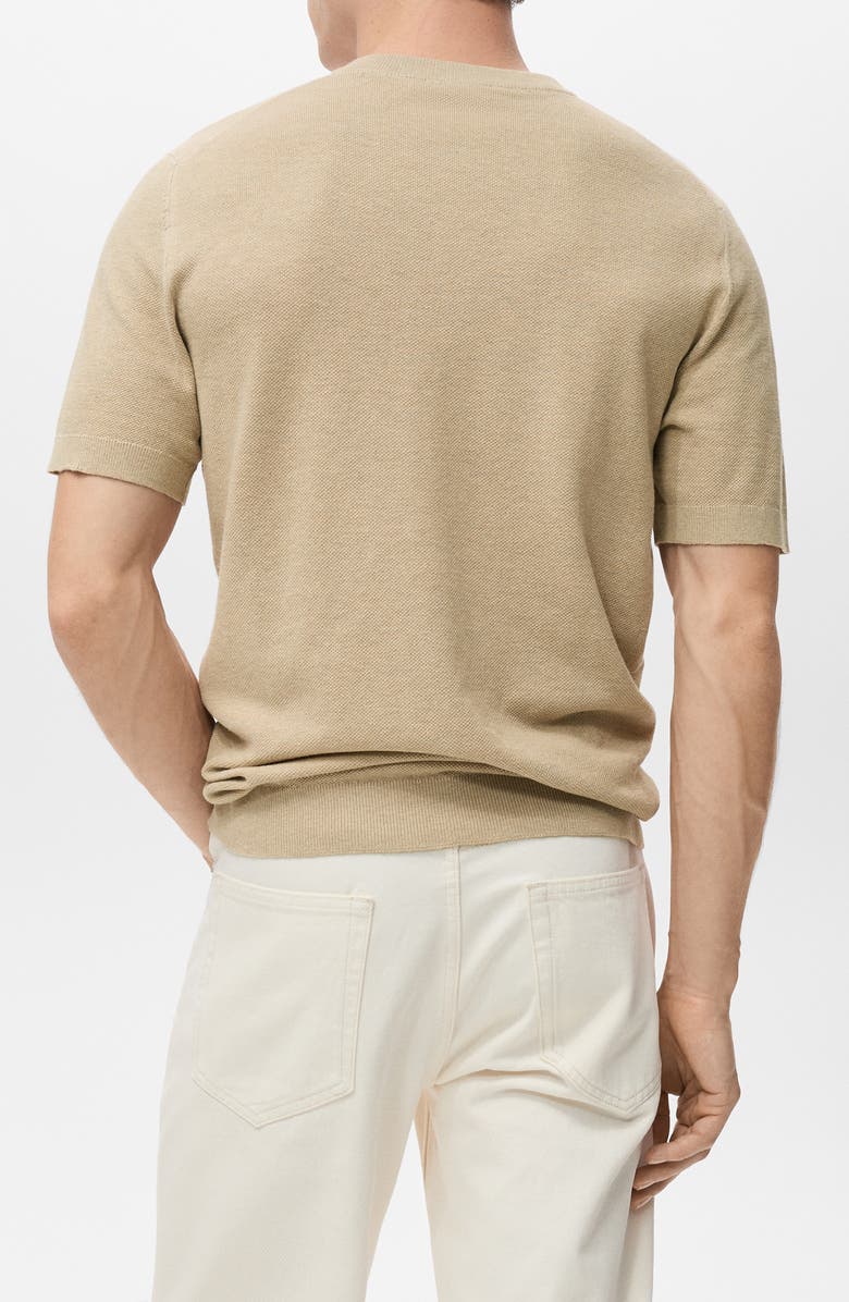 MANGO Fine Knit Short Sleeve Sweater, Alternate, color, Beige