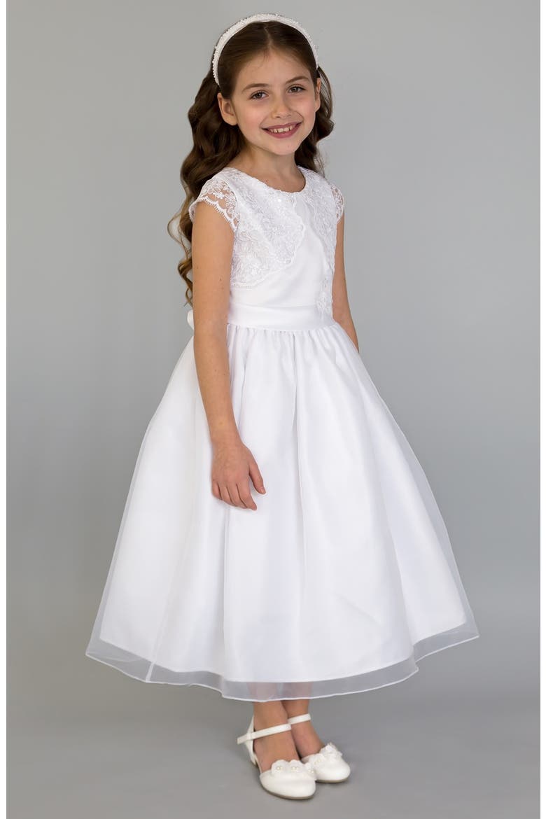 Lace Fit & Flare Dress, Main, color, WHITE