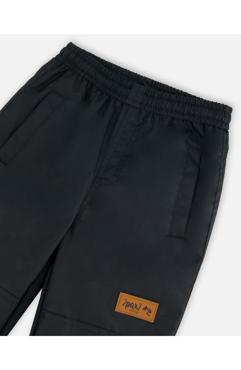 Deux par Deux Girl's Two-Piece Mid-Season Outerwear Set Black With Pink And Orange Flowers, Alternate, color, 