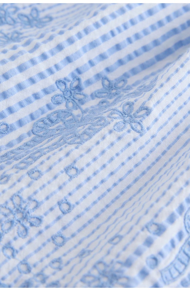 NEXT Kids' Stripe Broderie Flutter Sleeve Dress, Alternate, color, Blue